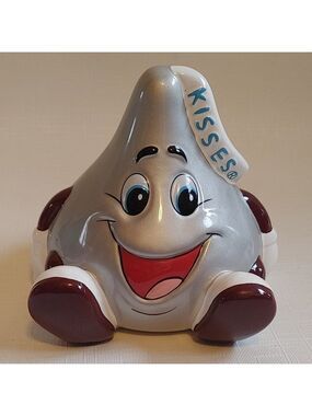 ADORABLE Vintage Hershey Kisses Figure Silver Ceramic Coin Bank Piggy Bank 2002